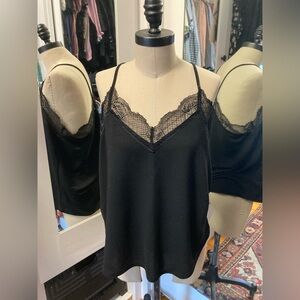 SHEIN Black Lace Trim Cami Top, Size Large